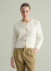 Ovs Cotton Cardigan With Cable-Knit Weave