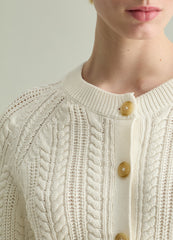 Ovs Cotton Cardigan With Cable-Knit Weave