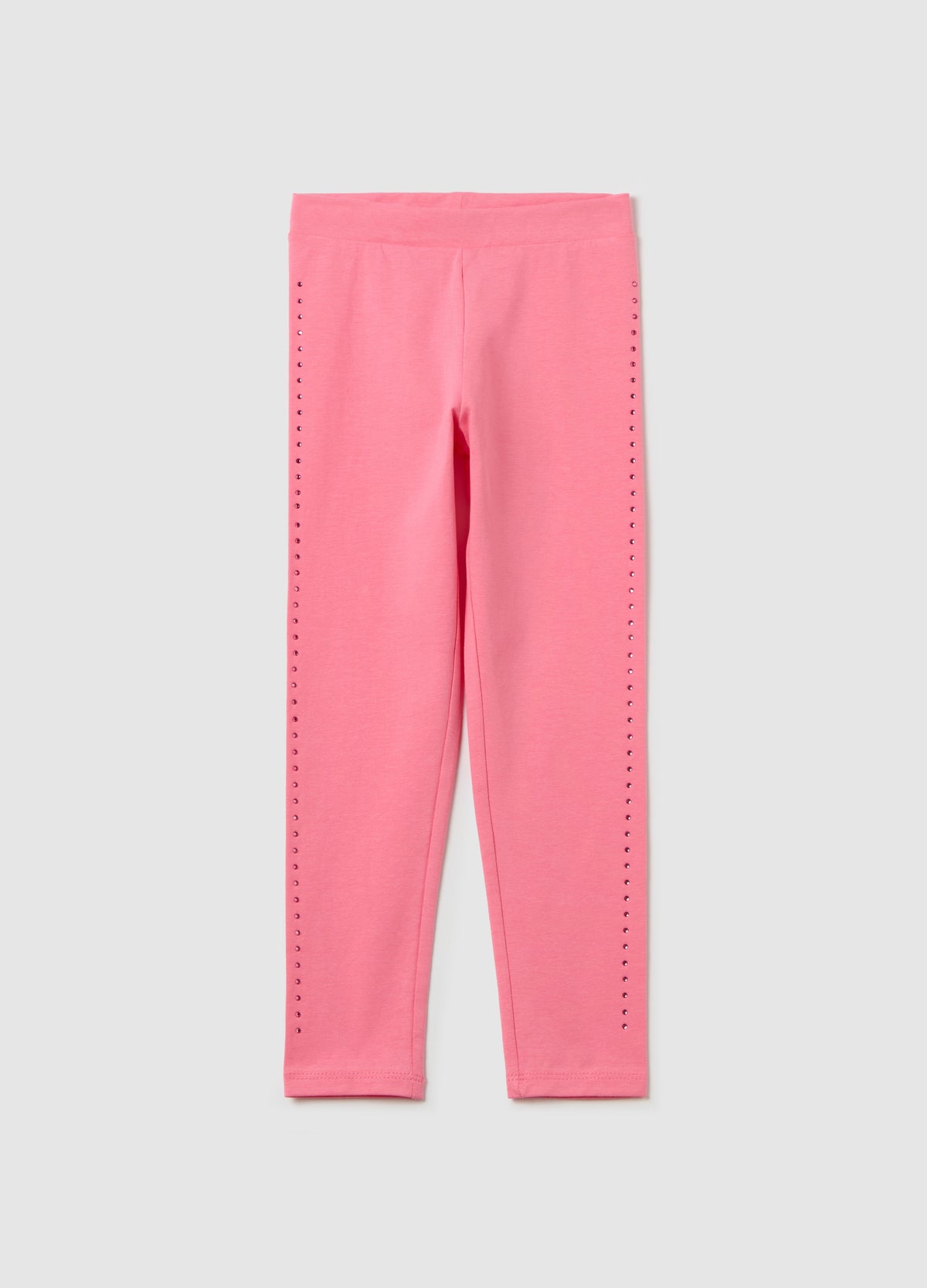 Ovs Stretch Cotton Leggings With Diamanté Motif