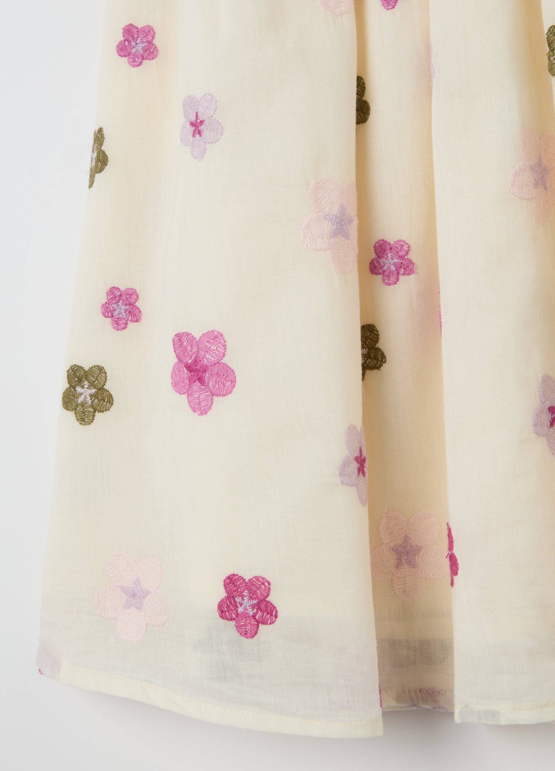 Ovs Cotton Dress With Small Flowers Embroidery