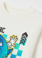 Long-Sleeved T-Shirt In Cotton With Sonic Print