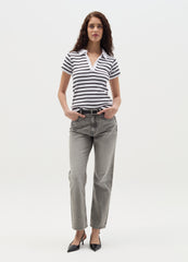 Striped T-Shirt With Polo Neckline