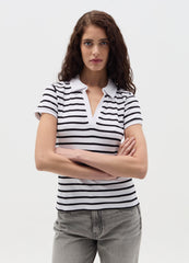 Striped T-Shirt With Polo Neckline