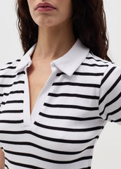Striped T-Shirt With Polo Neckline