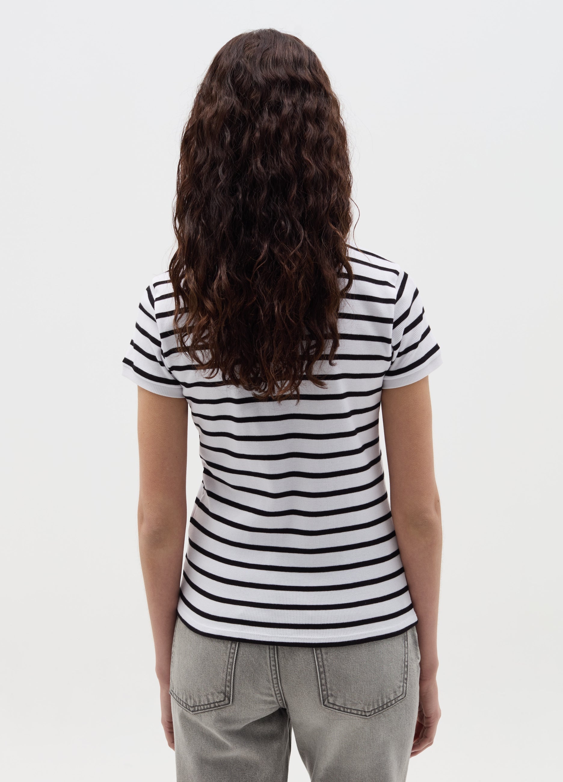 Striped T-Shirt With Polo Neckline