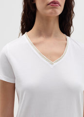 T-Shirt With V Neck And Application