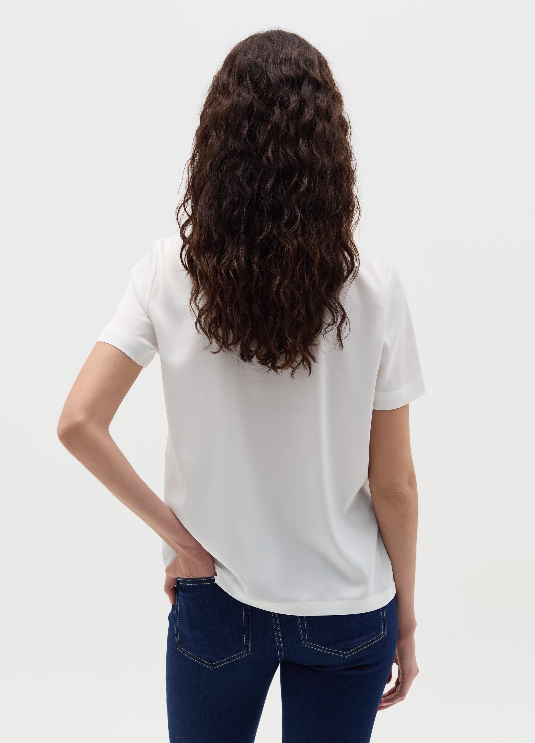 Short-Sleeved Blouse In Satin