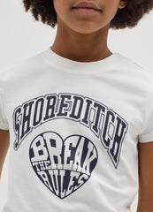 Ovs Stretch Cotton T-Shirt With ''Shoreditch'' Print And Heart