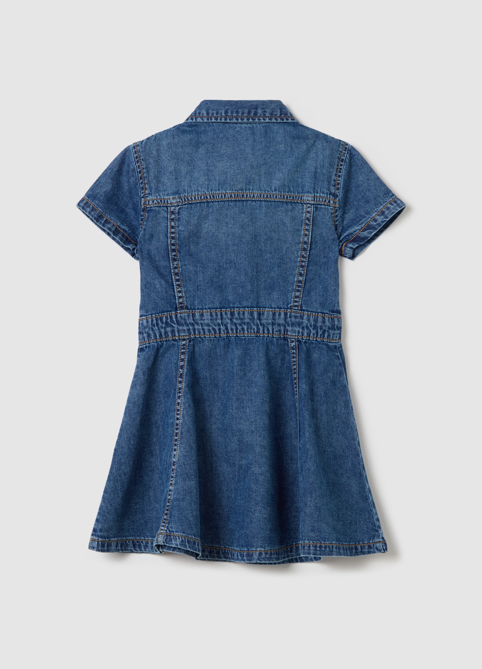 Short-Sleeved Dress In Denim