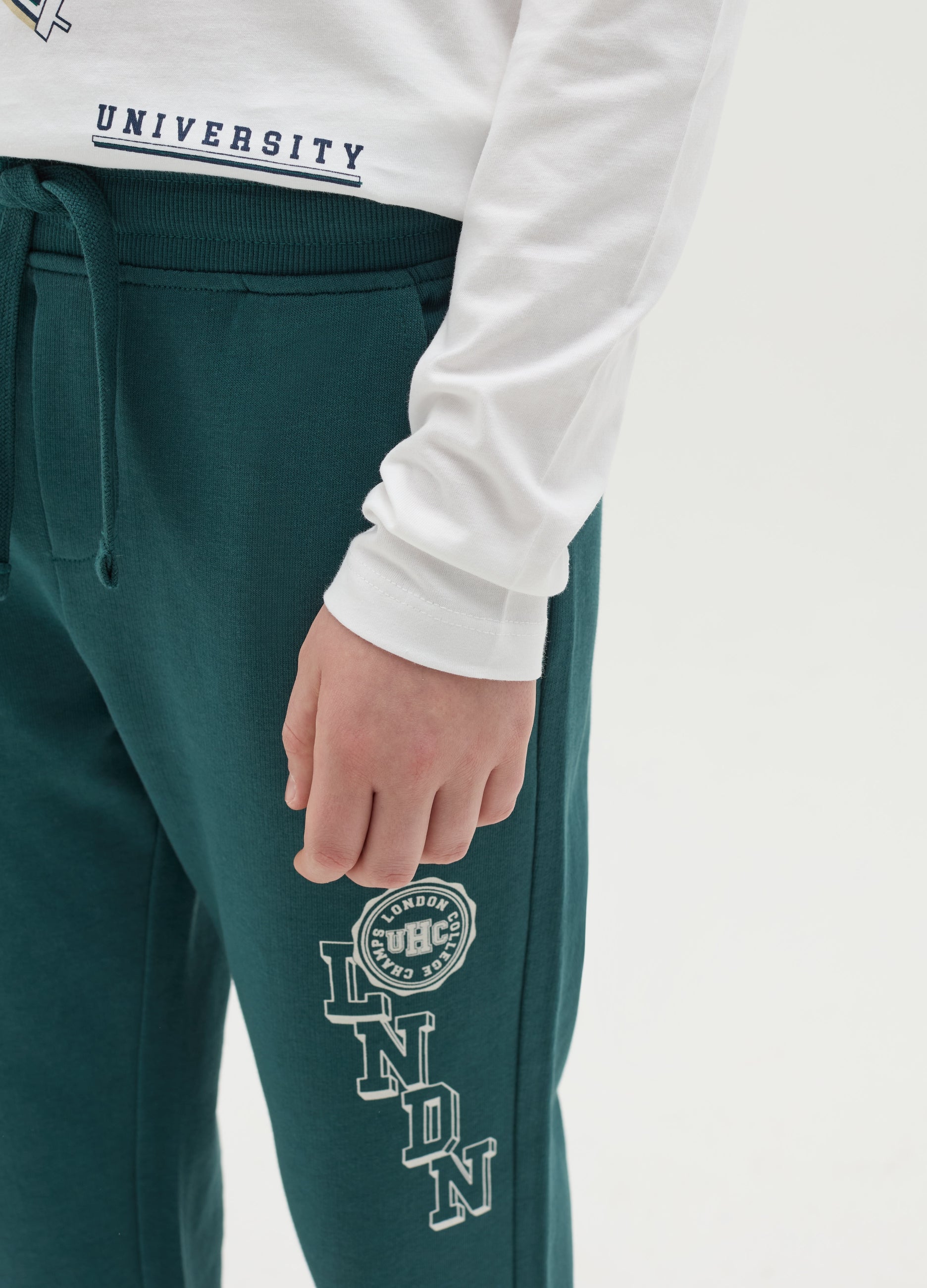Ovs Fleece Joggers With Drawstring And Print
