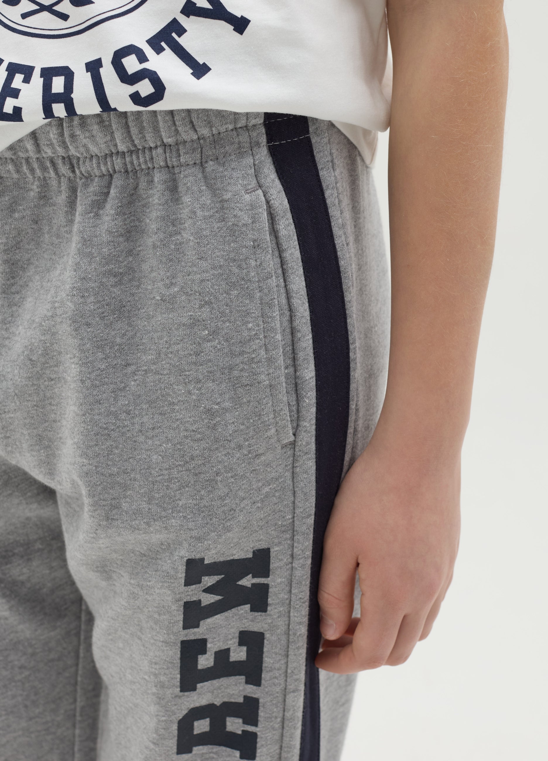 Ovs Joggers With Contrasting Bands And ''Champs Crew� Print