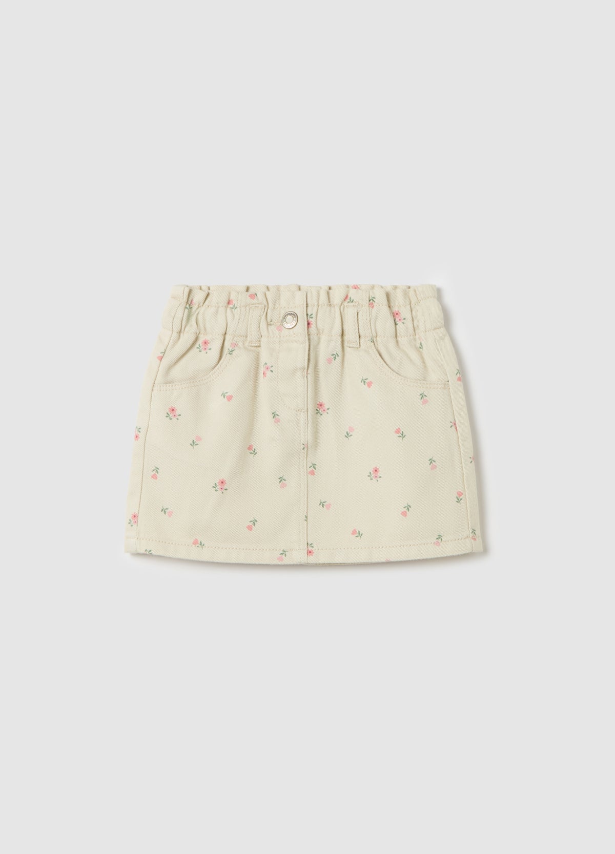 Ovs Drill Miniskirt With Small Flowers Print