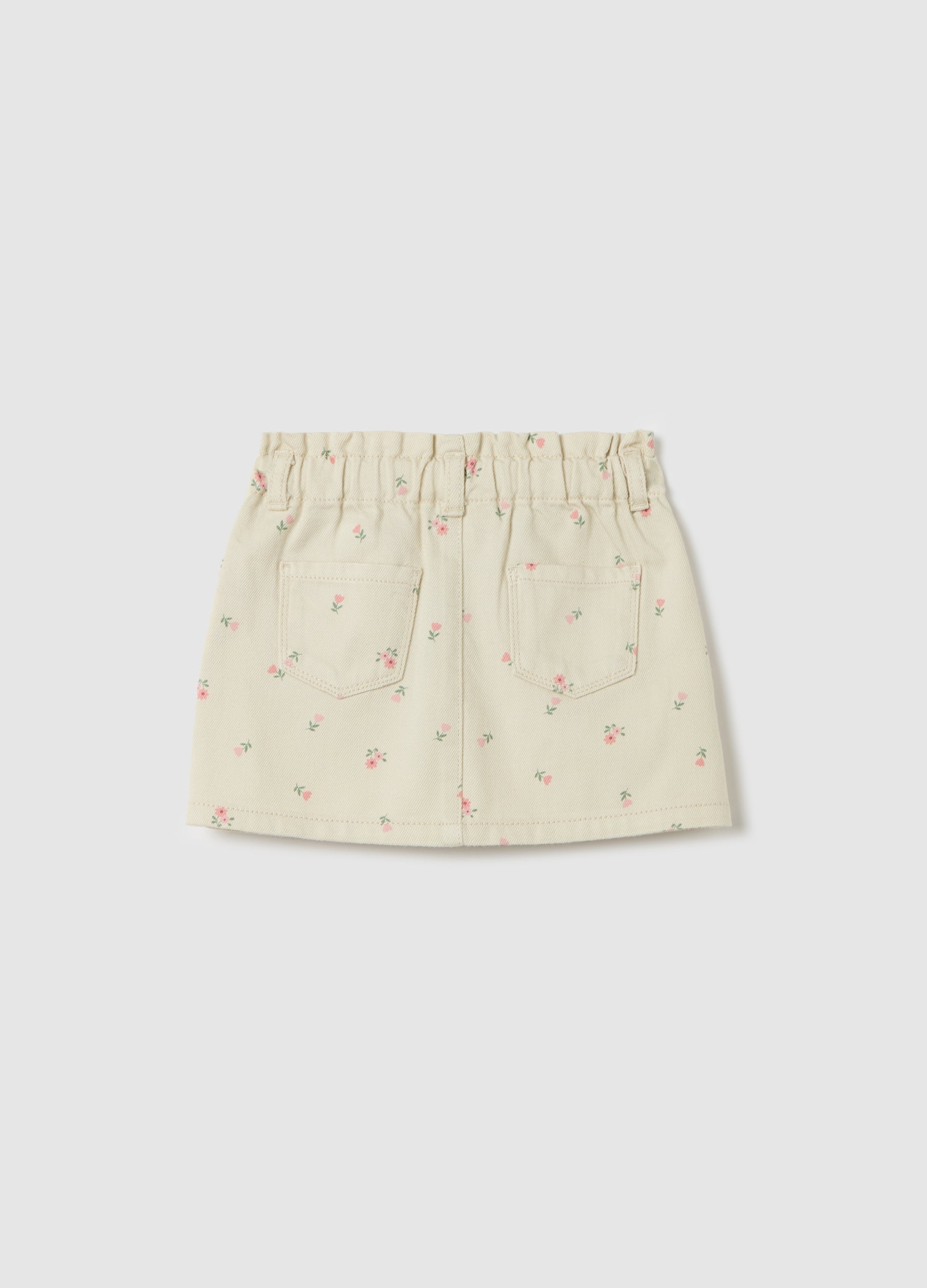 Ovs Drill Miniskirt With Small Flowers Print