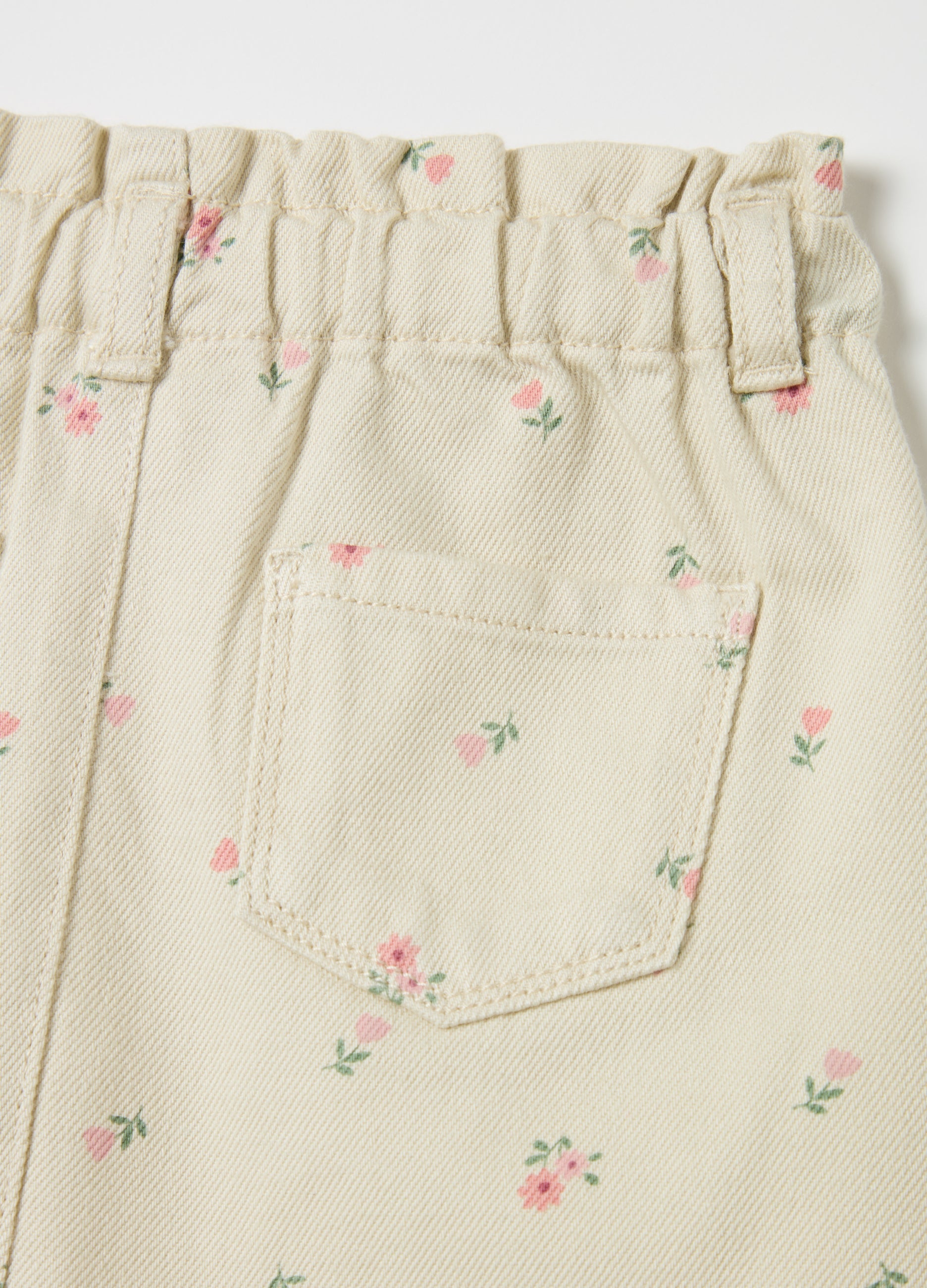 Ovs Drill Miniskirt With Small Flowers Print