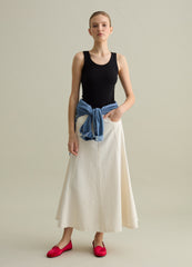 Ovs Long Full Skirt In Denim