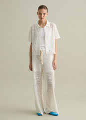 White Lace Short Sleeve Polo