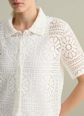 White Lace Short Sleeve Polo