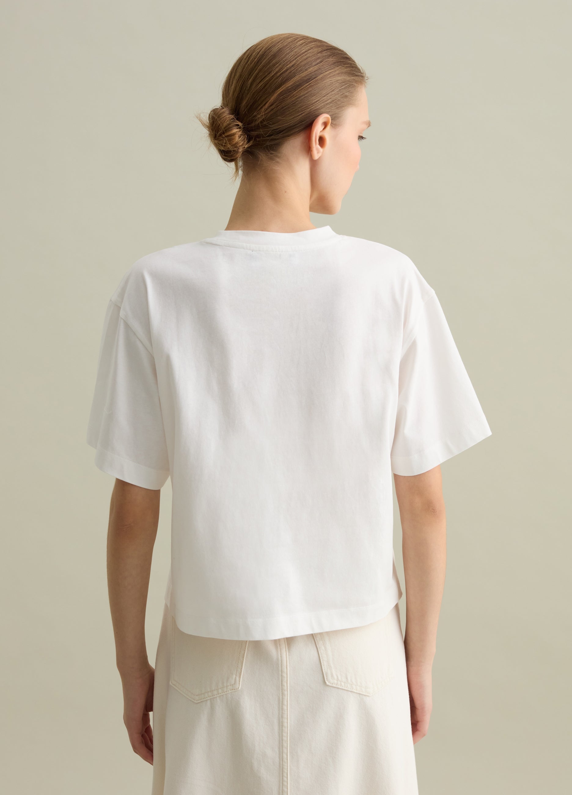 White Boxy Fit T-Shirt With Crochet Detail