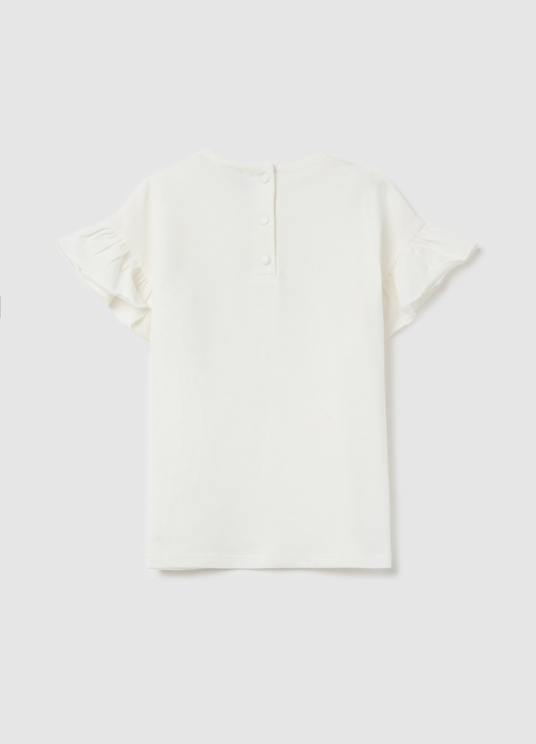 Ovs T-Shirt With Flounce And Flower Application