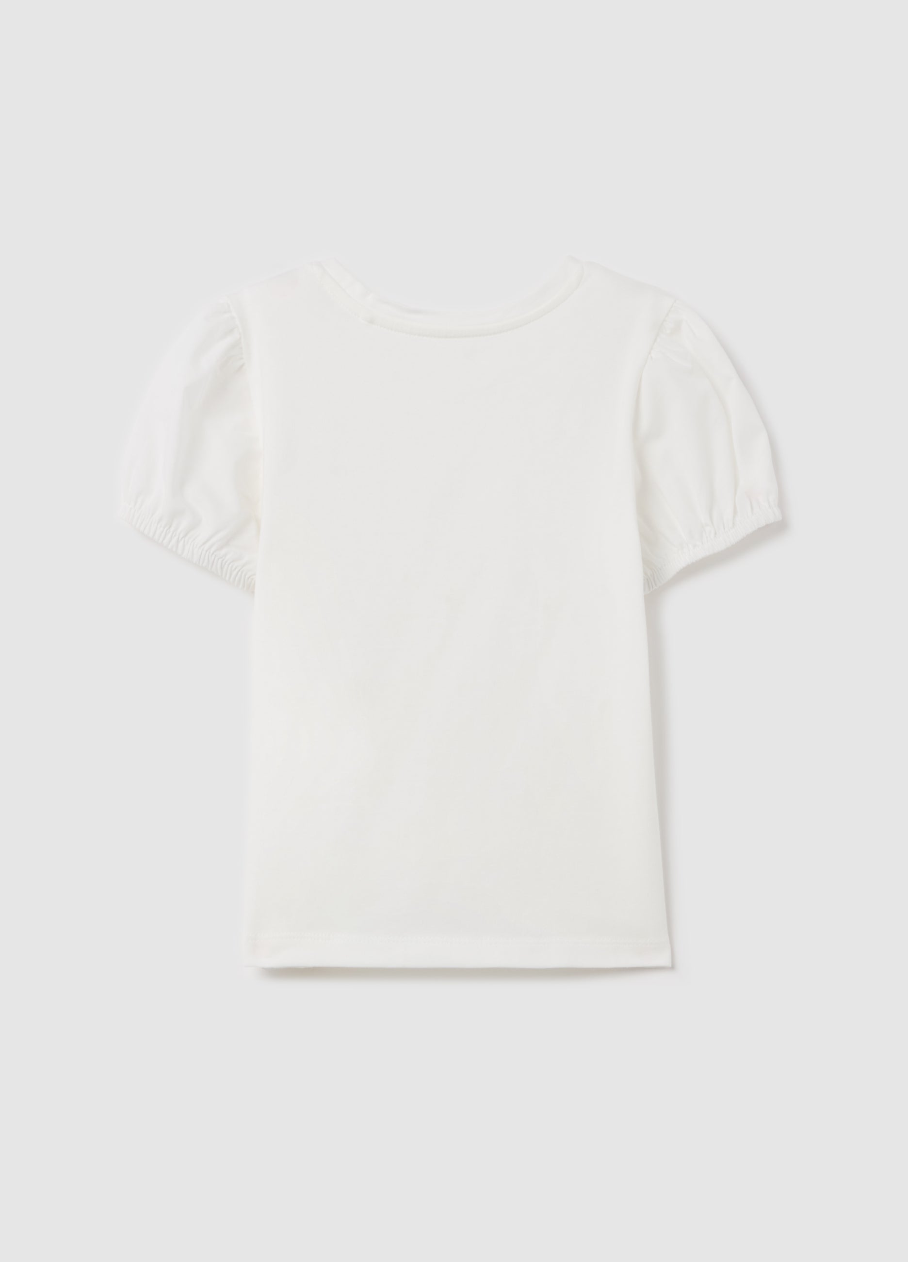 T-Shirt With Flowers Application And Pompoms
