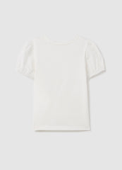 T-Shirt With Flowers Application And Pompoms