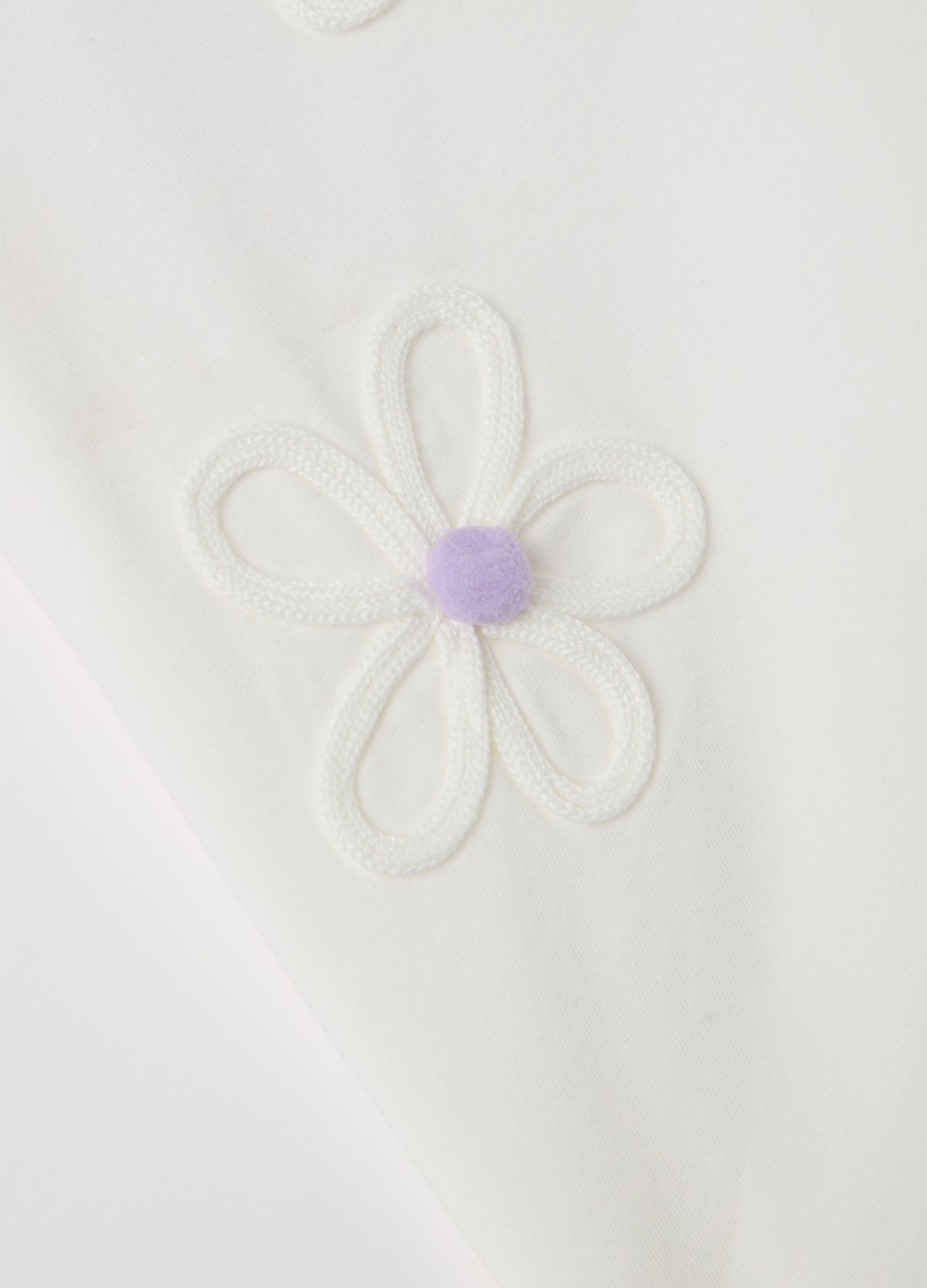 T-Shirt With Flowers Application And Pompoms