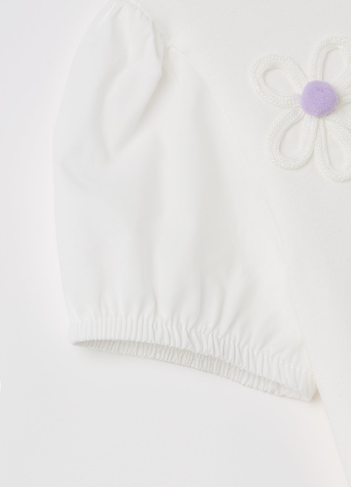T-Shirt With Flowers Application And Pompoms