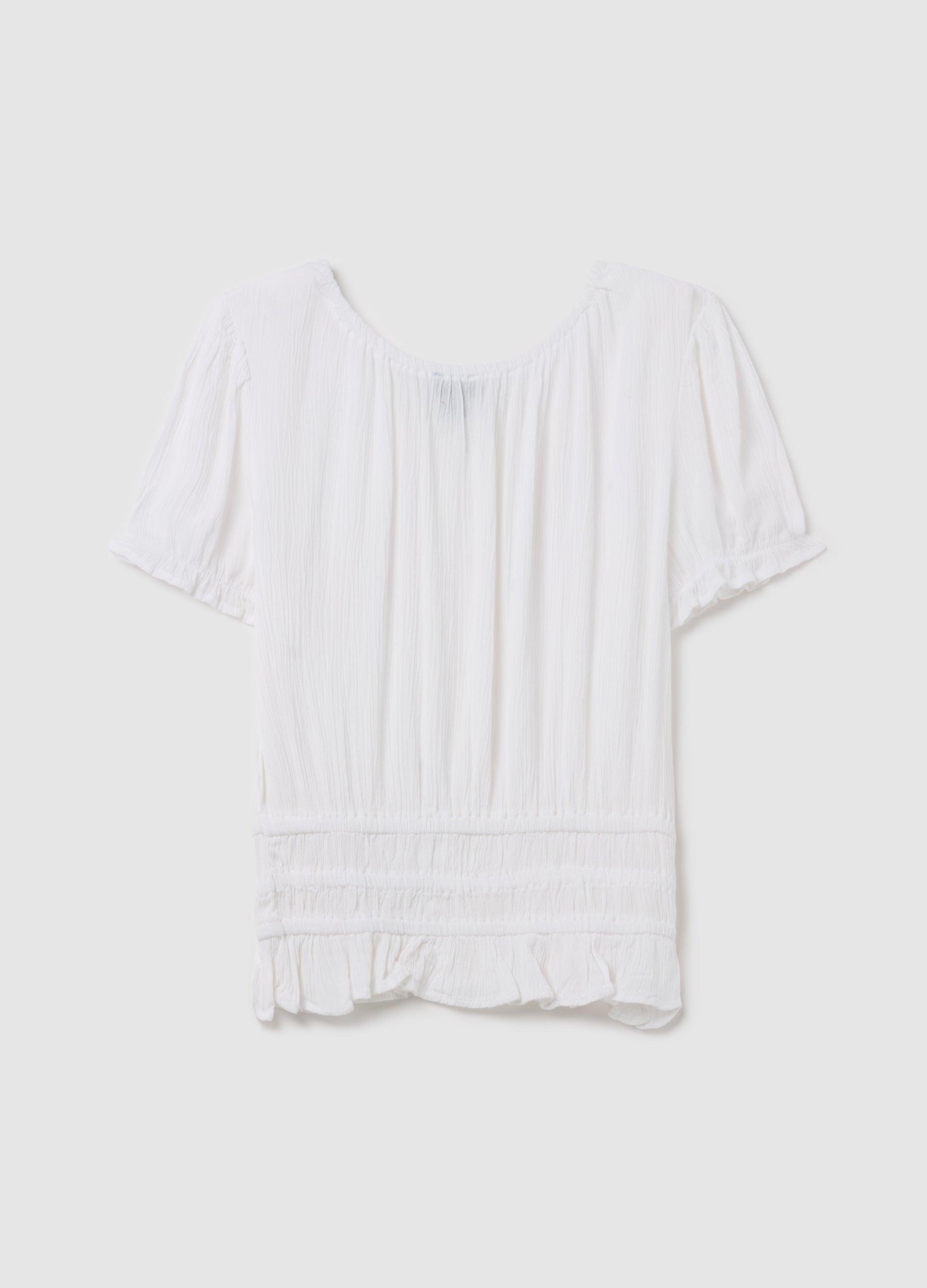 Ovs Crinkle T-Shirt With Frills And Diamantés