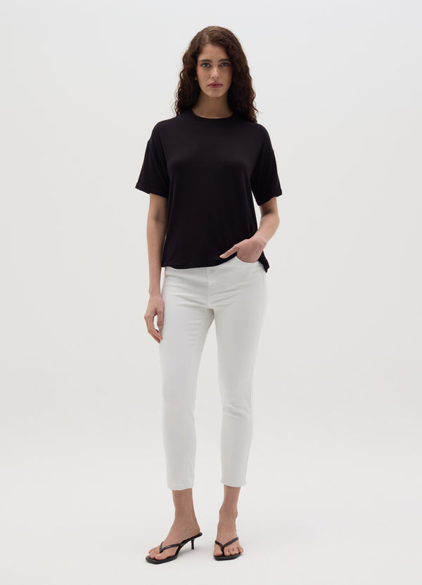 Ovs Black Short Sleeve Stretch Viscose T-Shirt