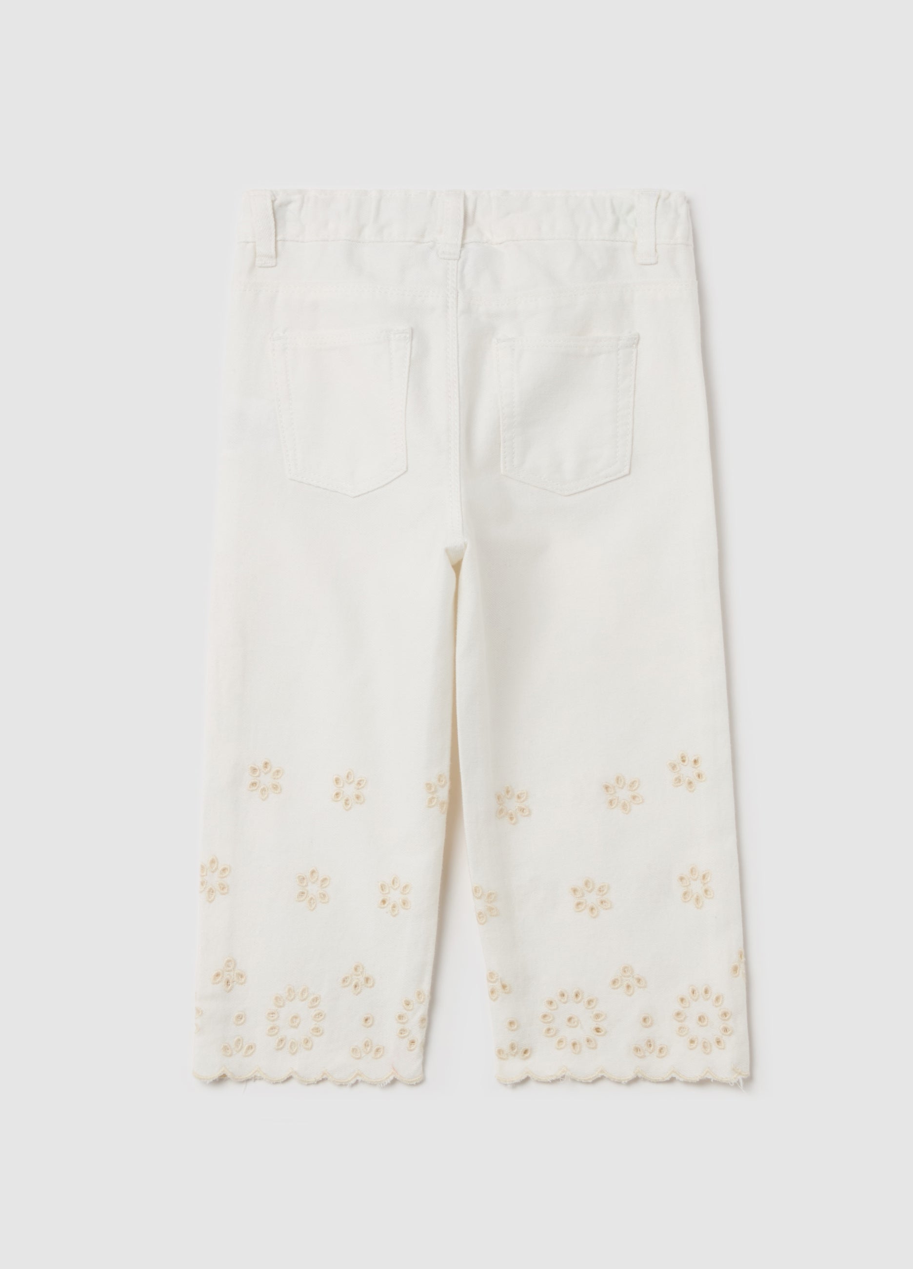 Ovs Five-Pocket Trousers With Broderie Anglaise Embroidery