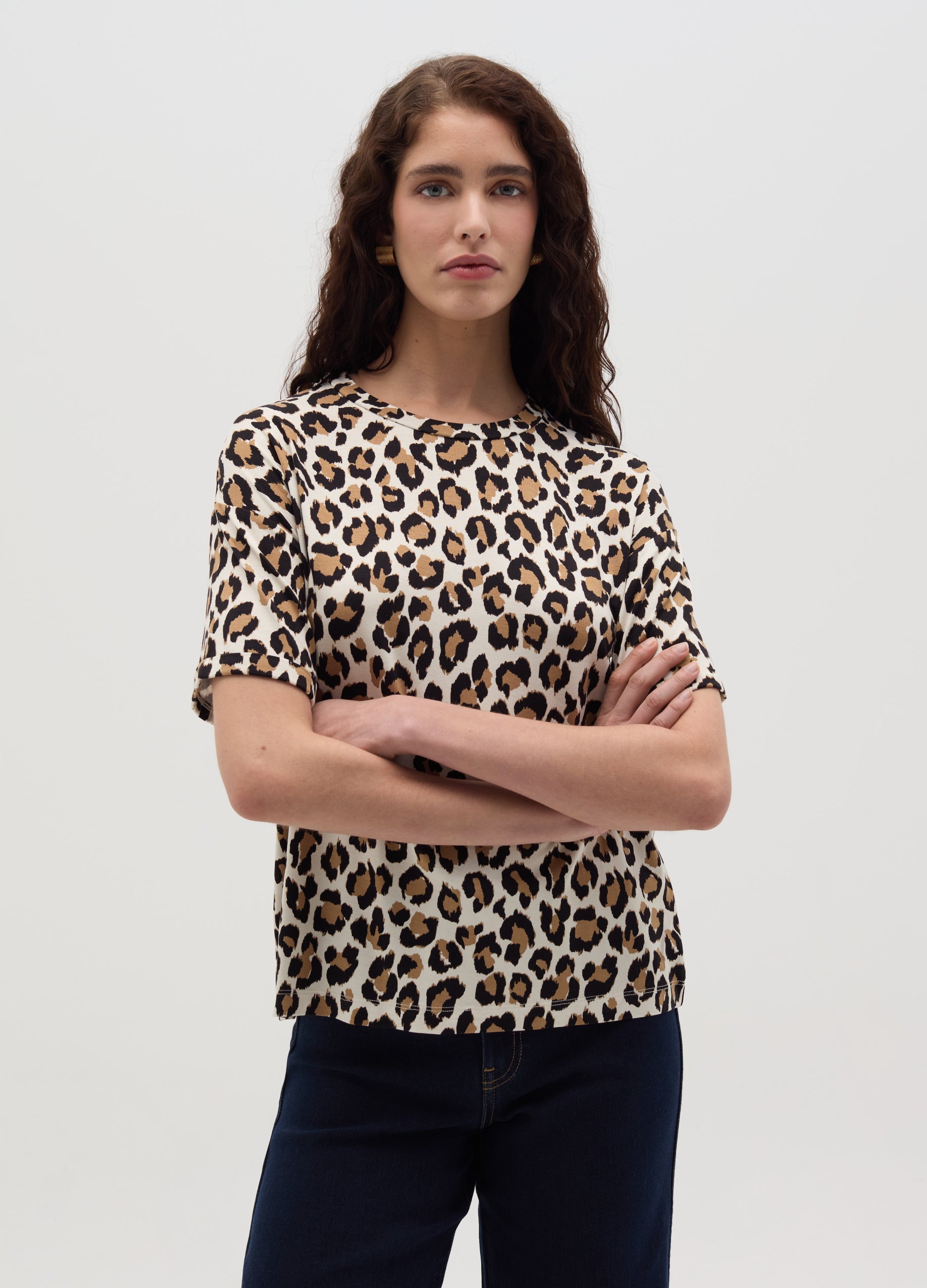 Short Sleeve Leopard Print T-Shirt
