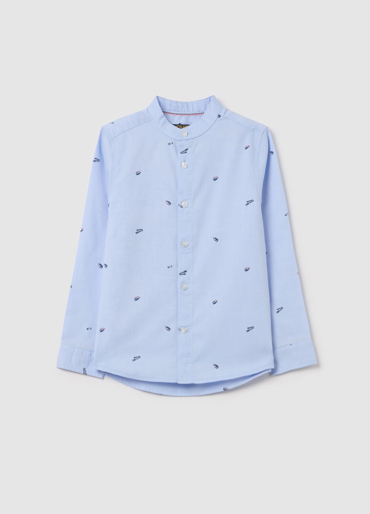 Mandarin Collar With Sail Boats Print