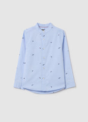Mandarin Collar With Sail Boats Print