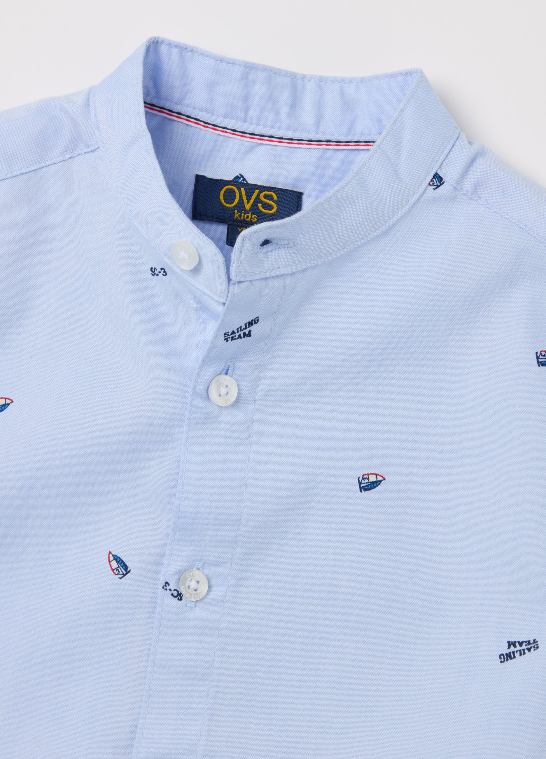 Mandarin Collar With Sail Boats Print
