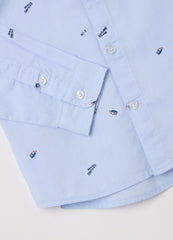 Mandarin Collar With Sail Boats Print