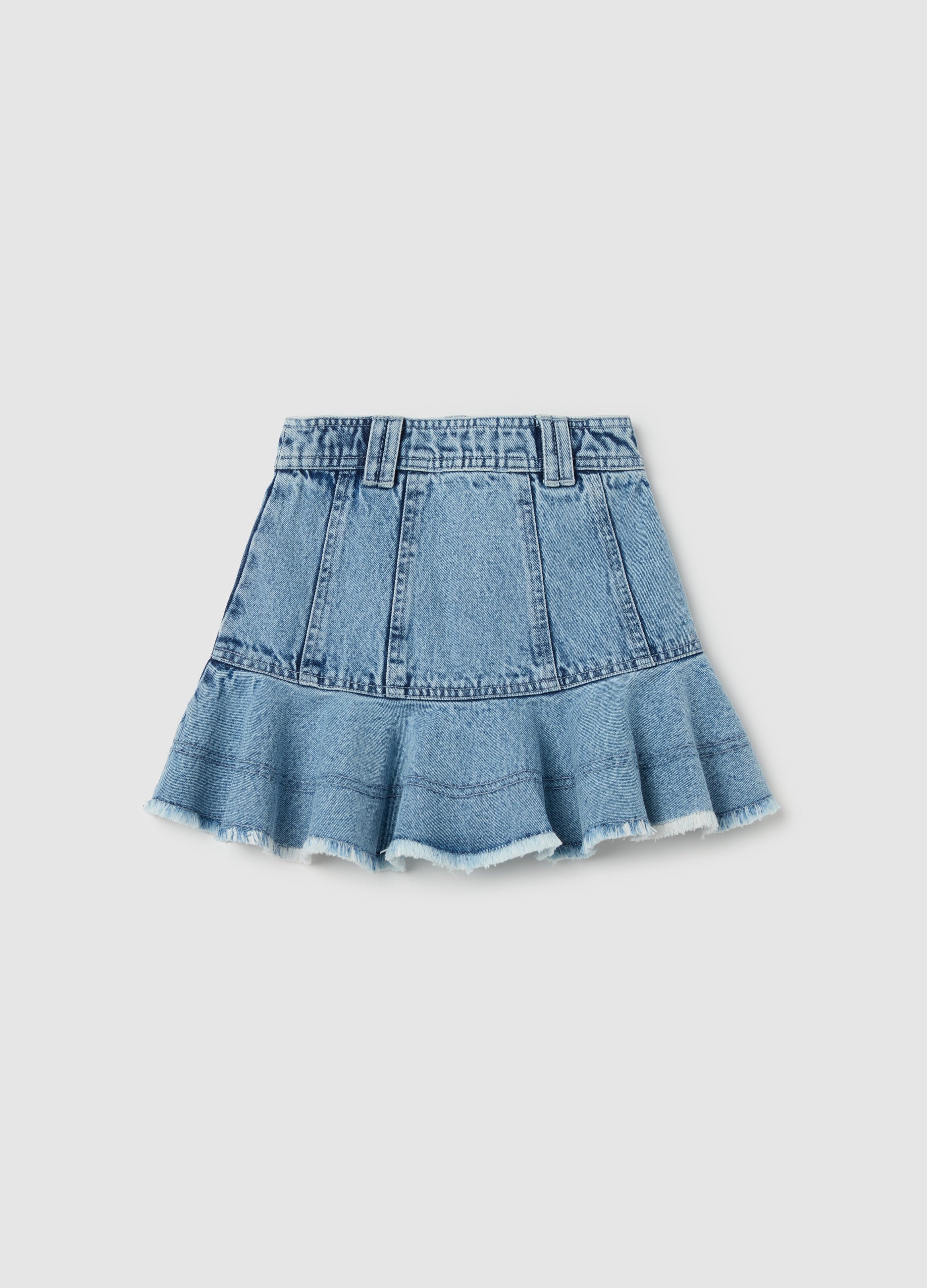 Ovs Denim Miniskirt With Flounce