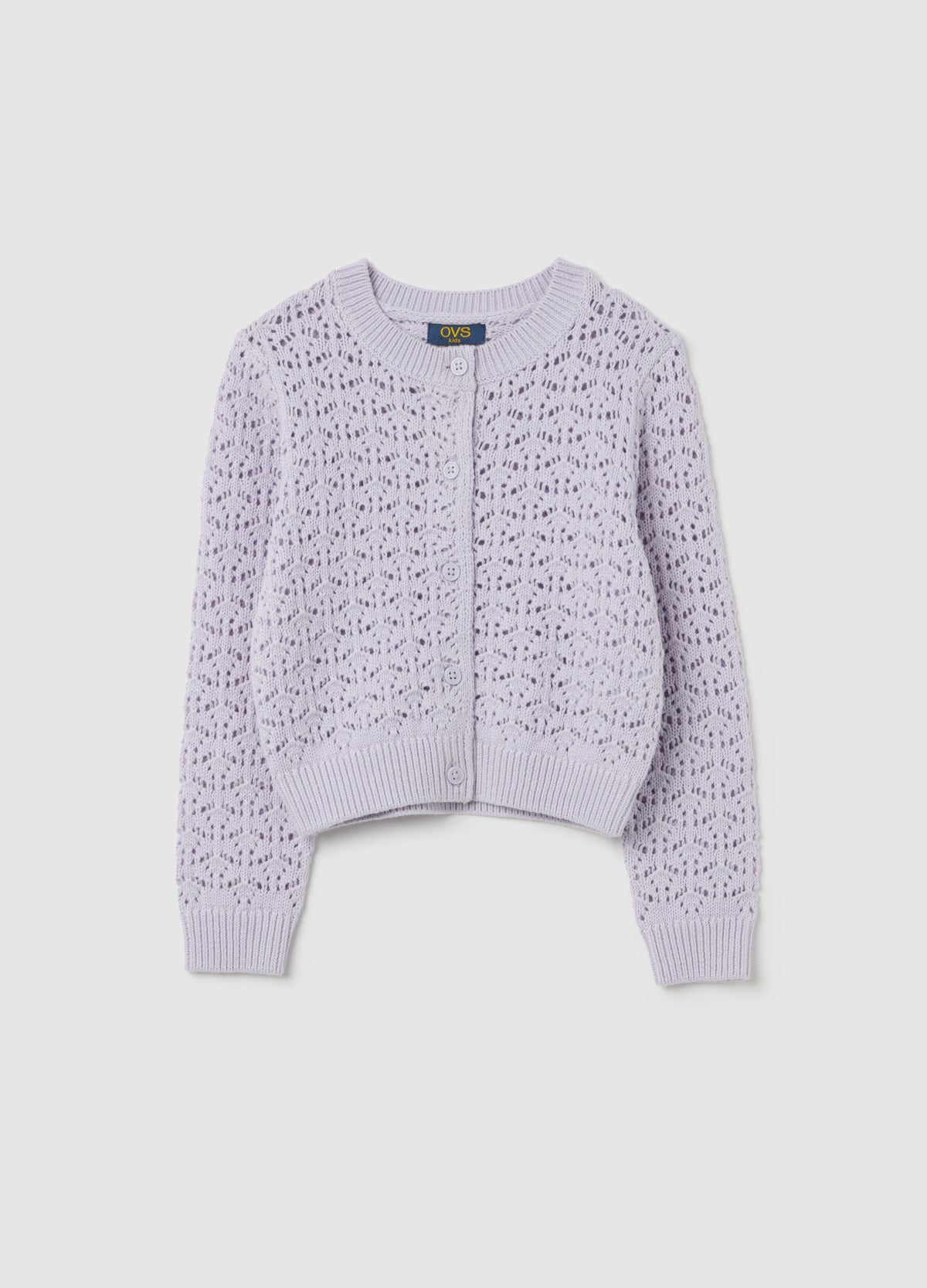 Ovs Cotton Cardigan With Openwork Motif
