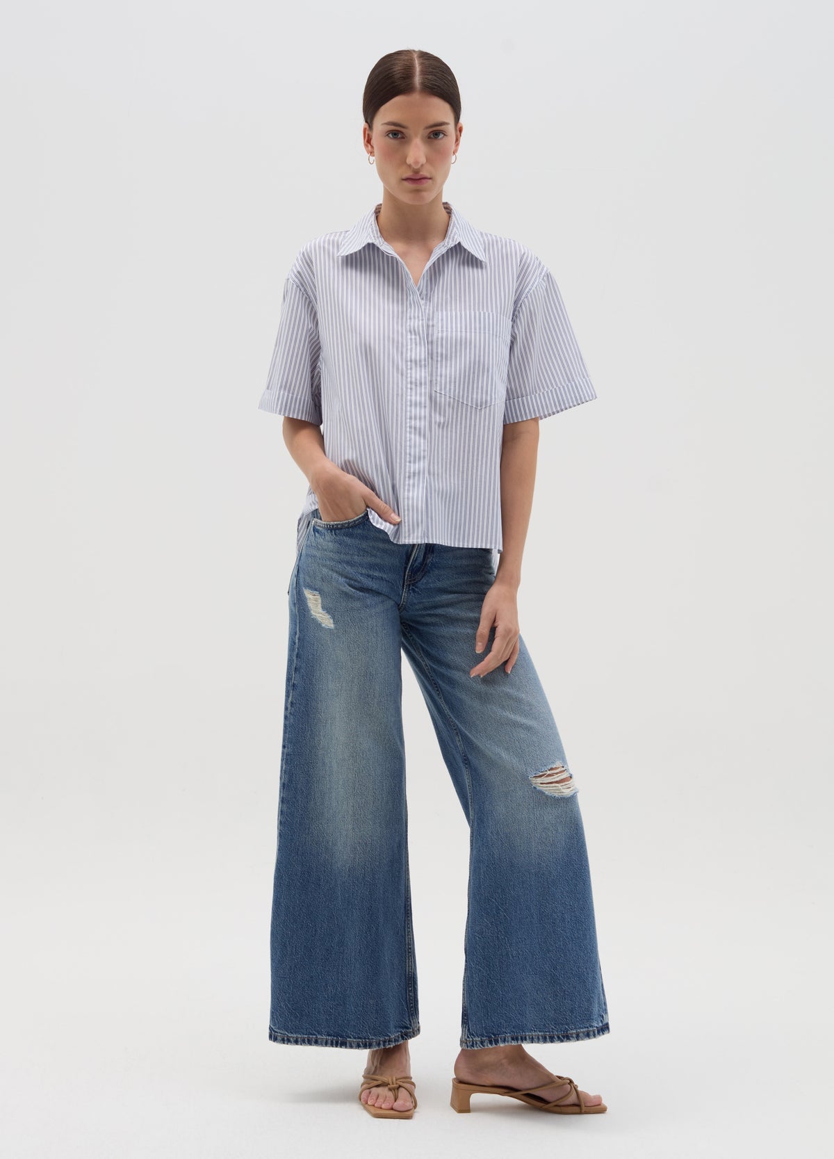 Short-Sleeved Shirt With Striped Pattern