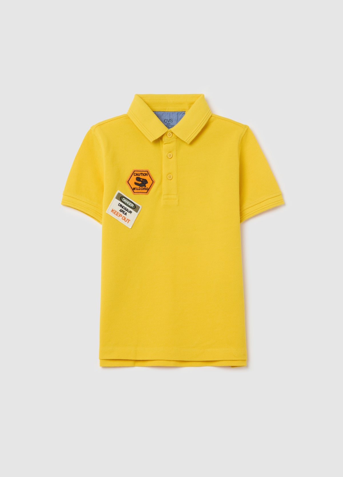 Ovs Piquet Polo Shirt With Patch And ''Going To Discover'' Print