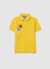 Ovs Piquet Polo Shirt With Patch And ''Going To Discover'' Print