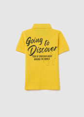 Ovs Piquet Polo Shirt With Patch And ''Going To Discover'' Print