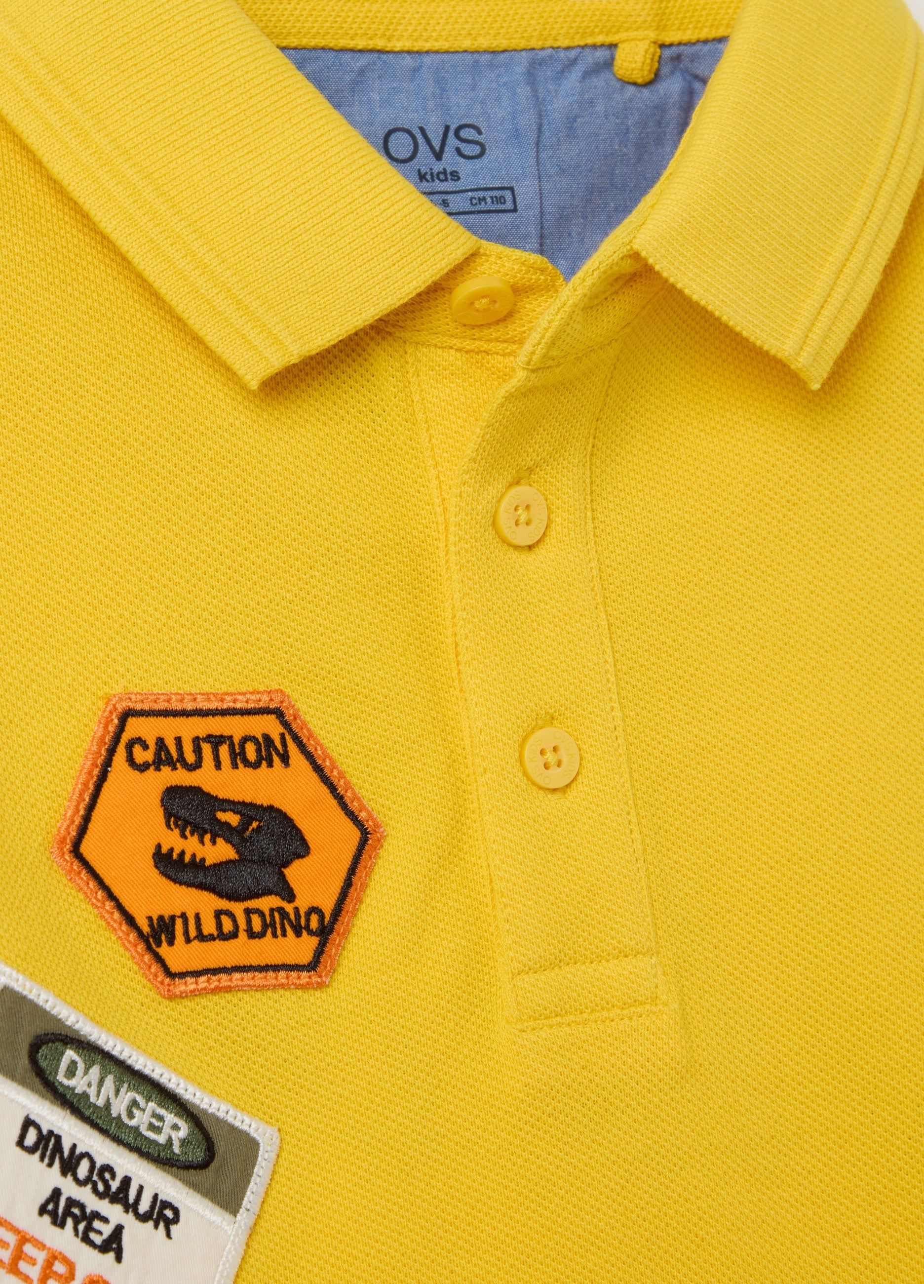 Ovs Piquet Polo Shirt With Patch And ''Going To Discover'' Print