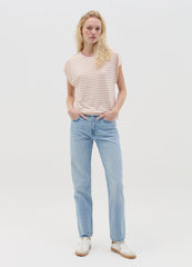 Pink And Beige Striped Short-Sleeve T-Shirt