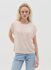 Pink And Beige Striped Short-Sleeve T-Shirt