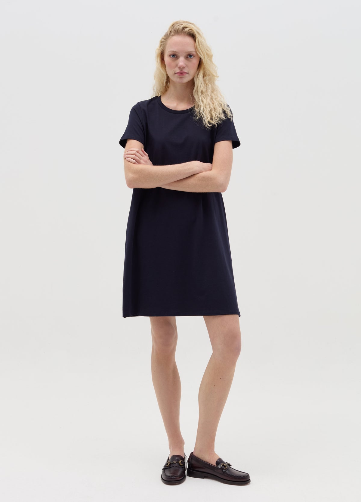 Navy Blue Cotton T-Shirt Dress