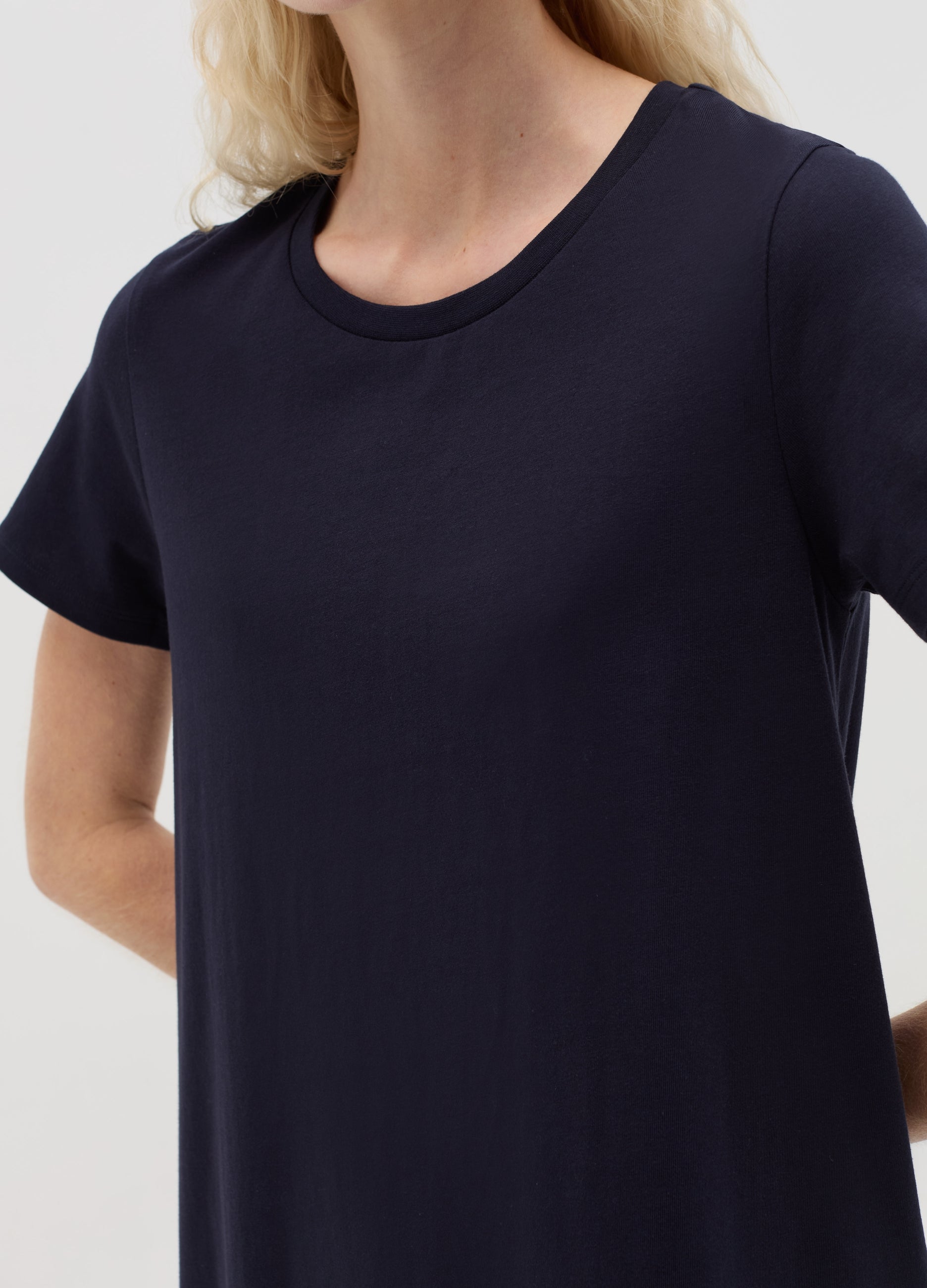 Navy Blue Cotton T-Shirt Dress