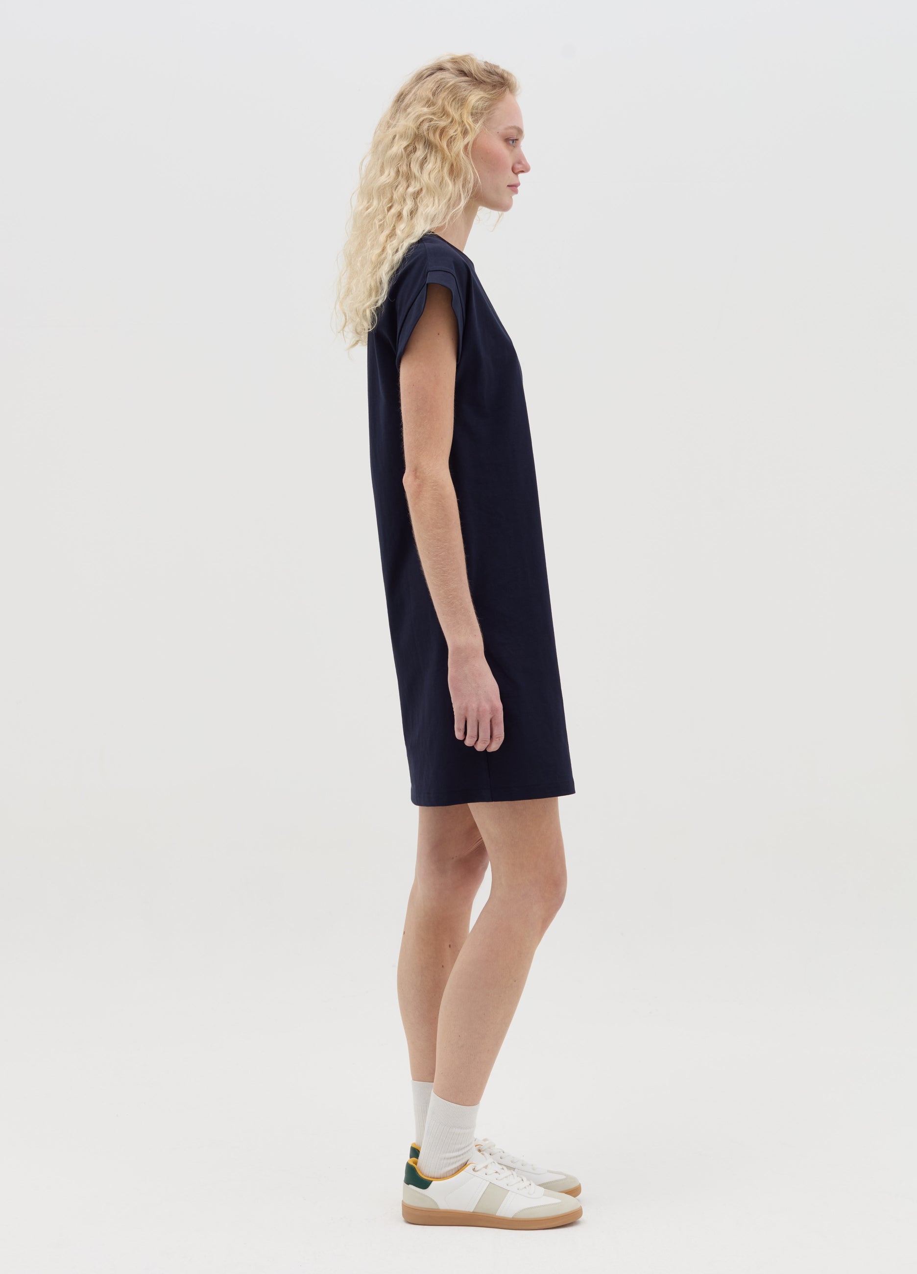 Blue Casual Cotton T-Shirt Dress