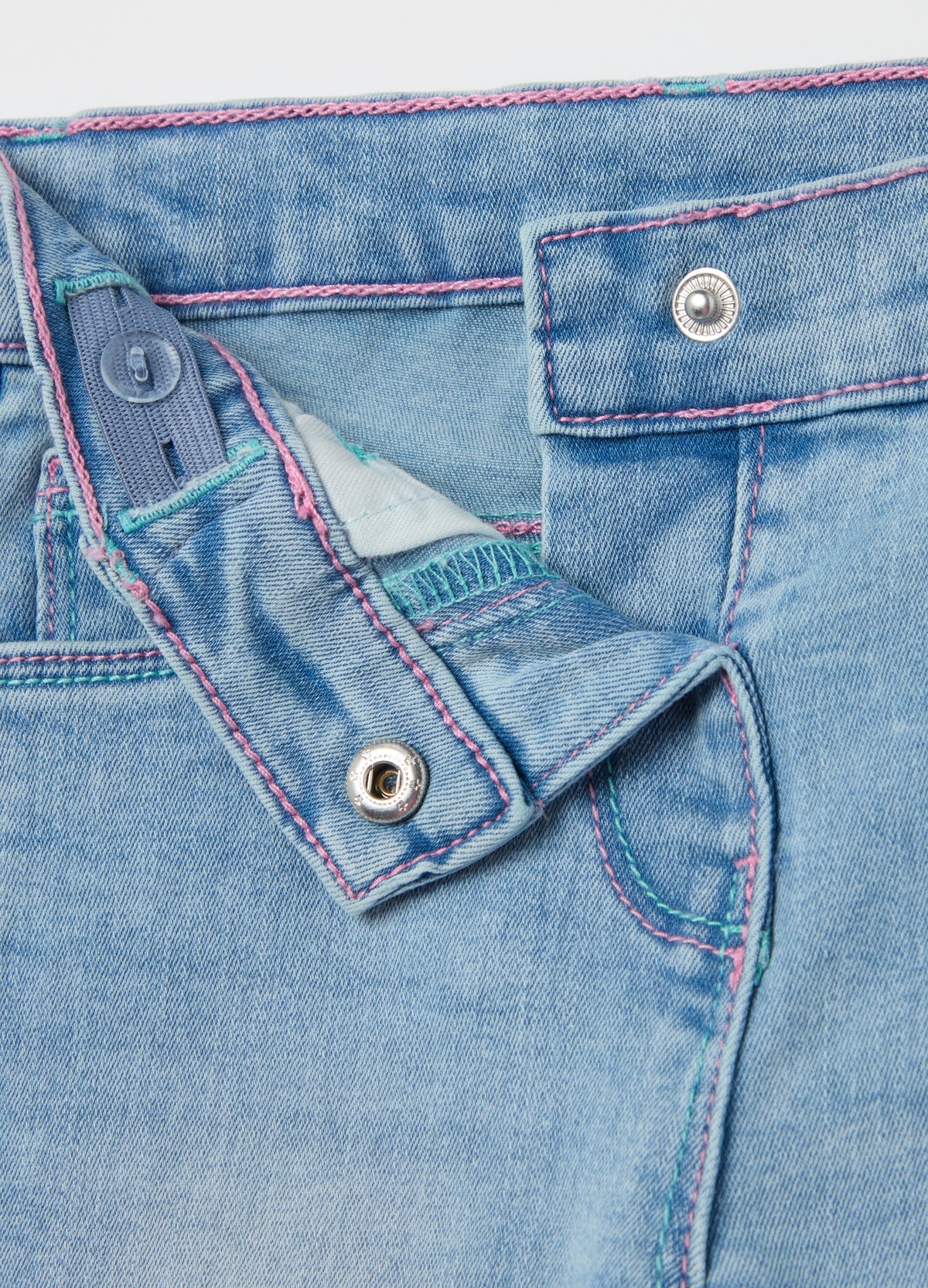Ovs Jeans With Five Pockets And Hearts And Flowers Embroidery