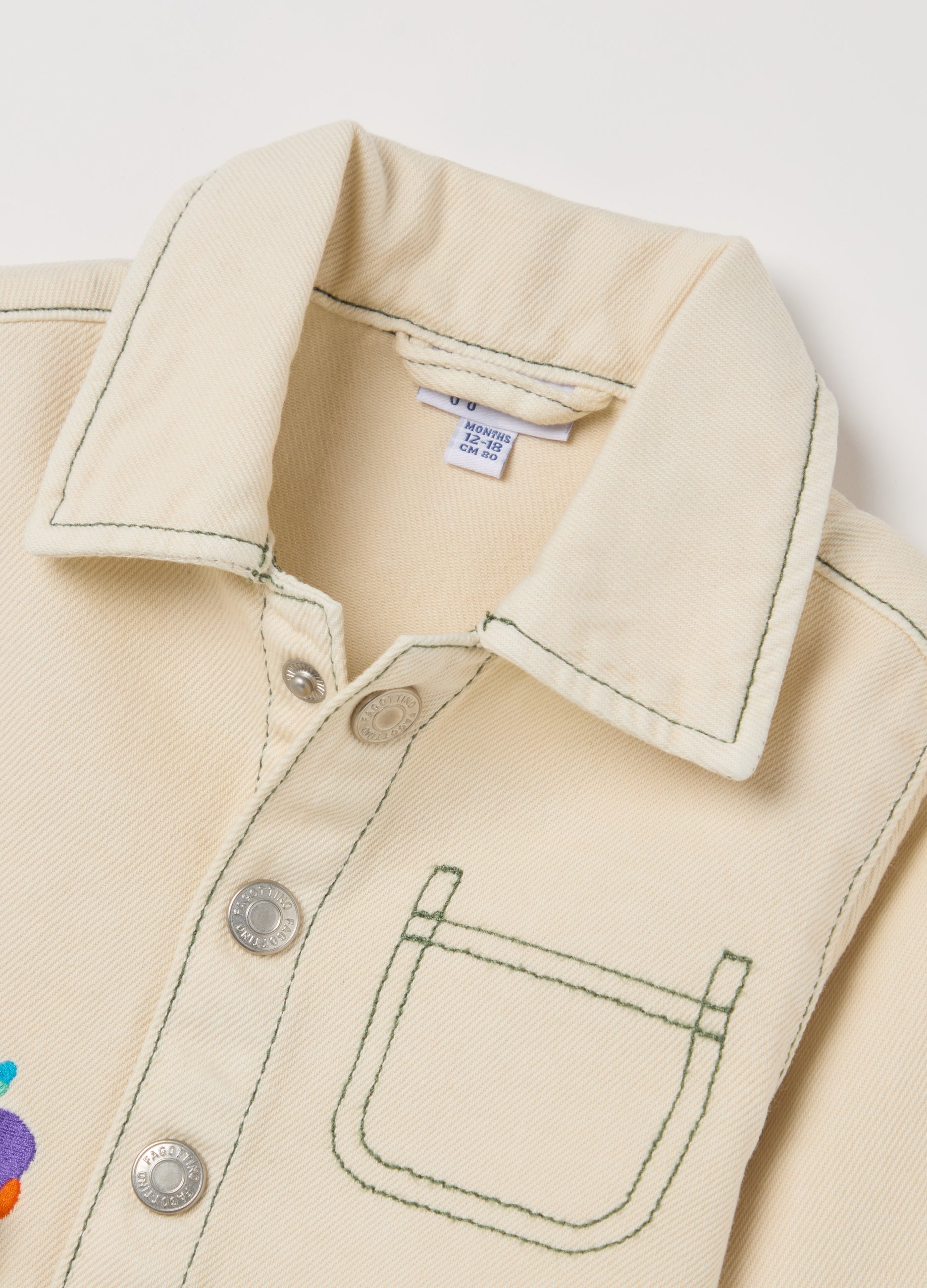 Ovs Cotton Shacket With Crocodile Embroidery