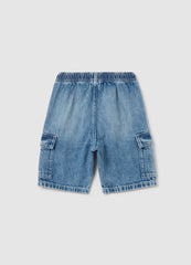 Cargo Bermuda Shorts In Denim With Drawstring